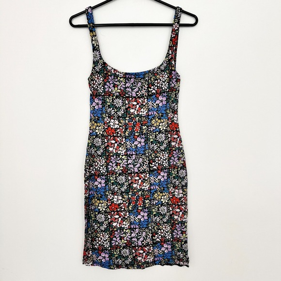 Urban Outfitters Dress Small Bodycon Mini Tank Floral Colorful Justine 90s Boho - Picture 1 of 8